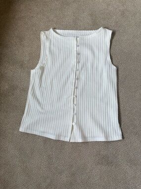 Free People Style Ribbed Button-Front Tank Top